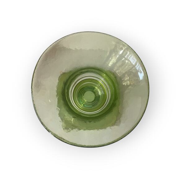 Vidrios San Miguel 100% Recycled Glass Green Footed Round Hurricane Vase bowl 7” - Picture 2 of 3